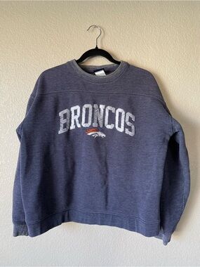 Vintage Pro Player Denver Broncos Sweatshirt Large Embroidered Varsity 90s